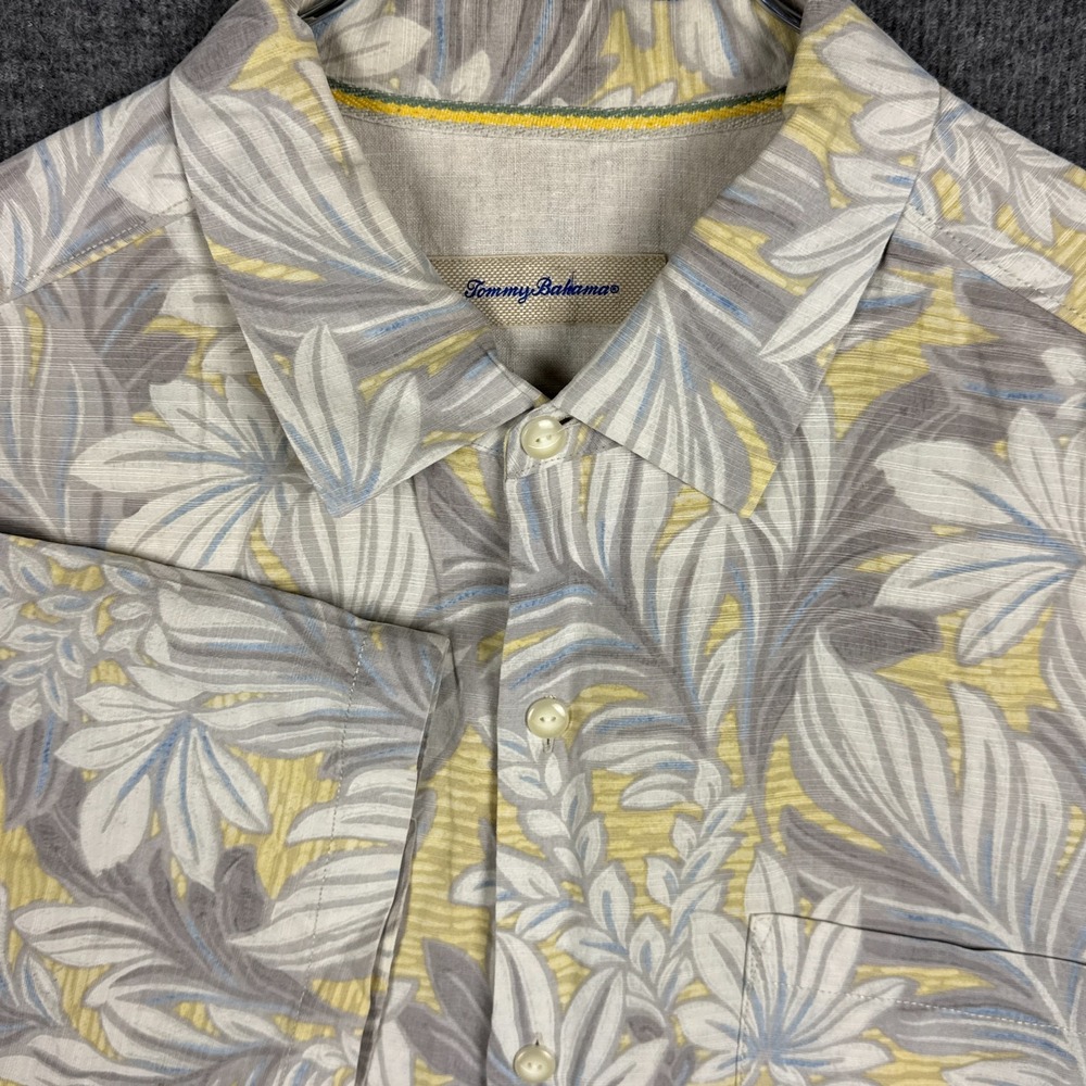Tommy Bahama Shirt‎ Mens XL Tall Silk Blend Hawaiian Floral Print Summer Beach